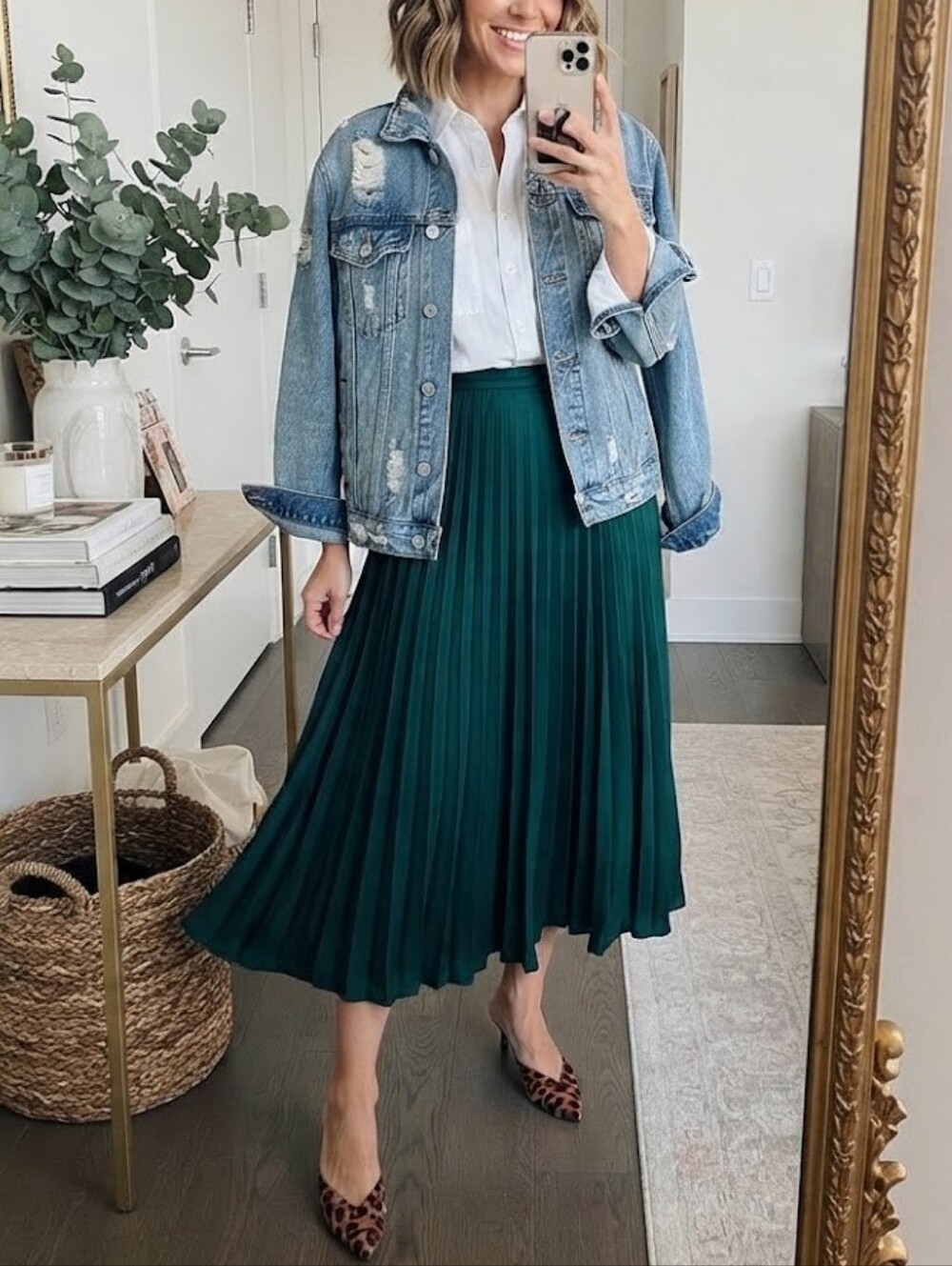 J.Crew Pleated Midi Skirt in Deep Green Size 6